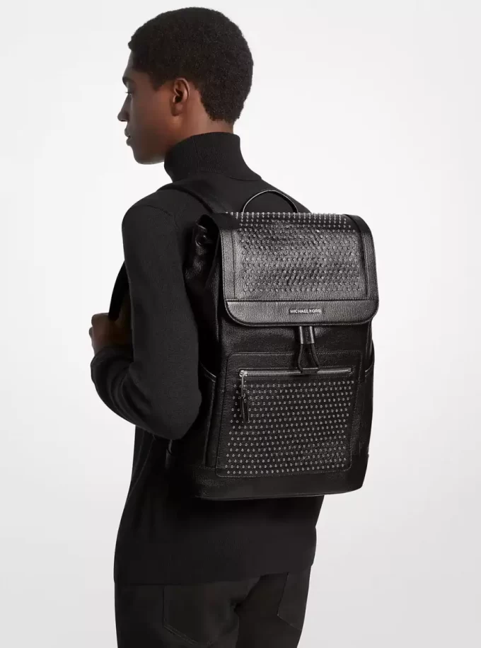Mochila de cuero con ojales Hudson mediana Mochila de cuero con ojales Hudson mediana