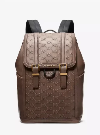 Mochila mediana Colby de piel bruñida con logotipo en relieve