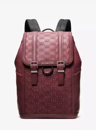 Mochila mediana Colby de piel bruñida con logotipo en relieve