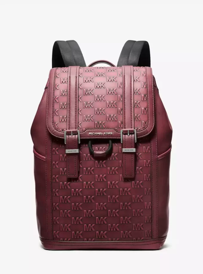 Mochila mediana Colby de piel bruñida con logotipo en relieve Mochila mediana Colby de piel bruñida con logotipo en relieve
