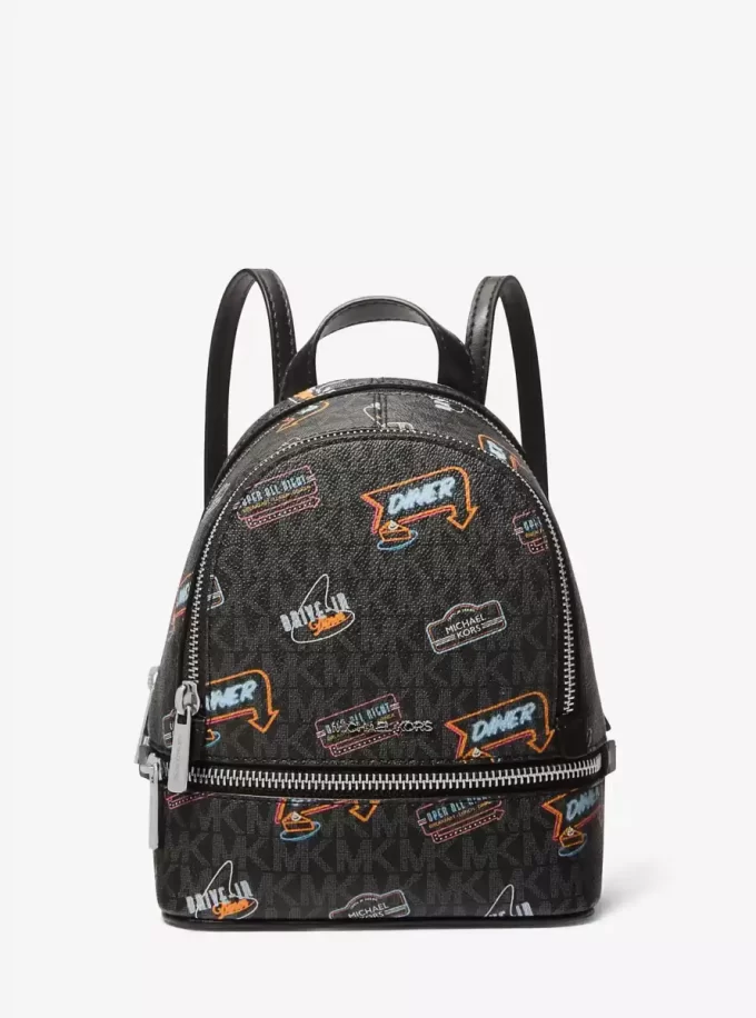 Mochila Rhea extrapequeña con logotipo de firma impreso Mochila Rhea extrapequeña con logotipo de firma impreso