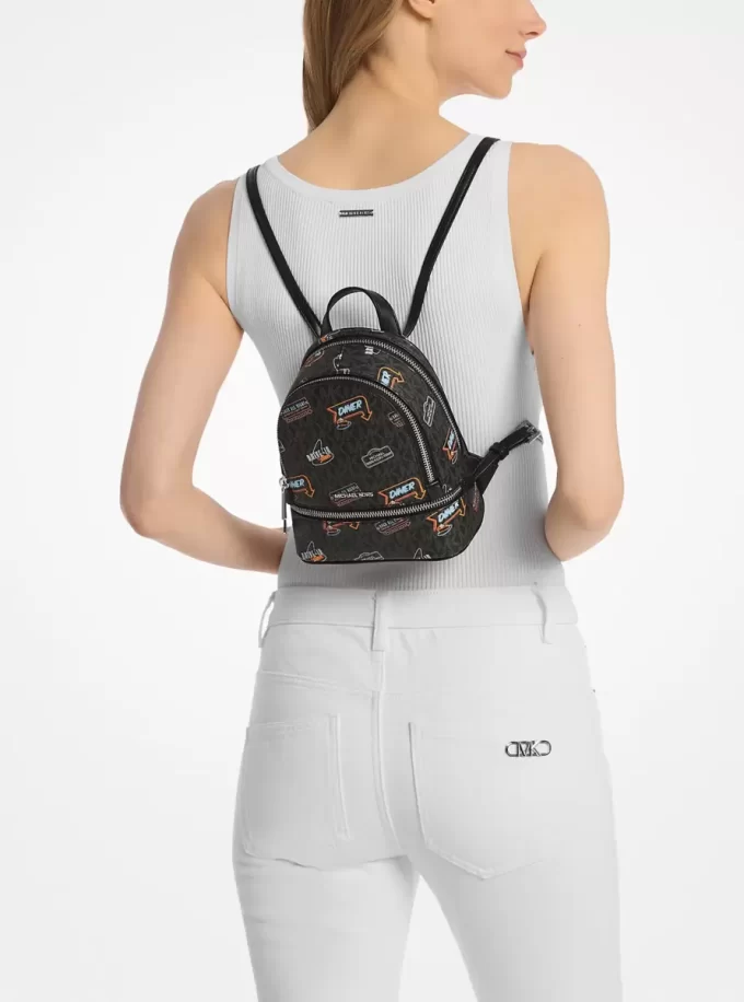 Mochila Rhea extrapequeña con logotipo de firma impreso Mochila Rhea extrapequeña con logotipo de firma impreso