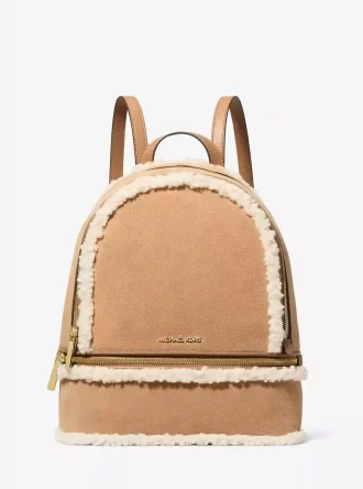 Mochila Rhea mediana de ante y borreguillo sintético