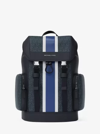 Mochila urbana mediana con logo de la firma Cooper a rayas