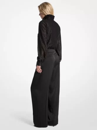Mono con cuello de lazo de satén y jacquard con clip metálico