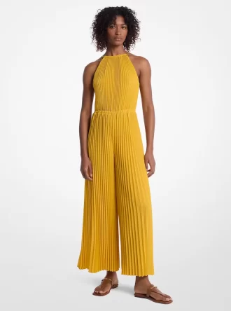 Mono halter de georgette plisado con adornos
