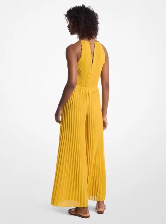 Mono halter de georgette plisado con adornos