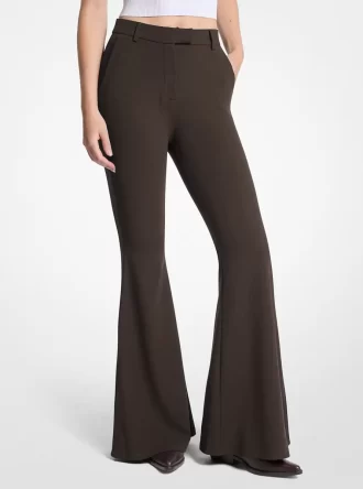 Pantalón acampanado de crepé elástico