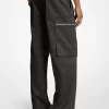Pantalón cargo de pierna ancha con cremallera