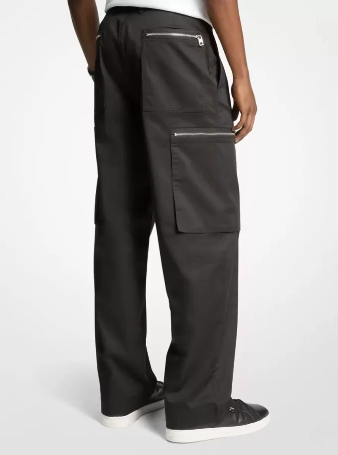 Pantalón cargo de pierna ancha con cremallera