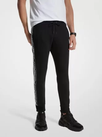 Pantalón deportivo de mezcla de algodón con cinta con el logo