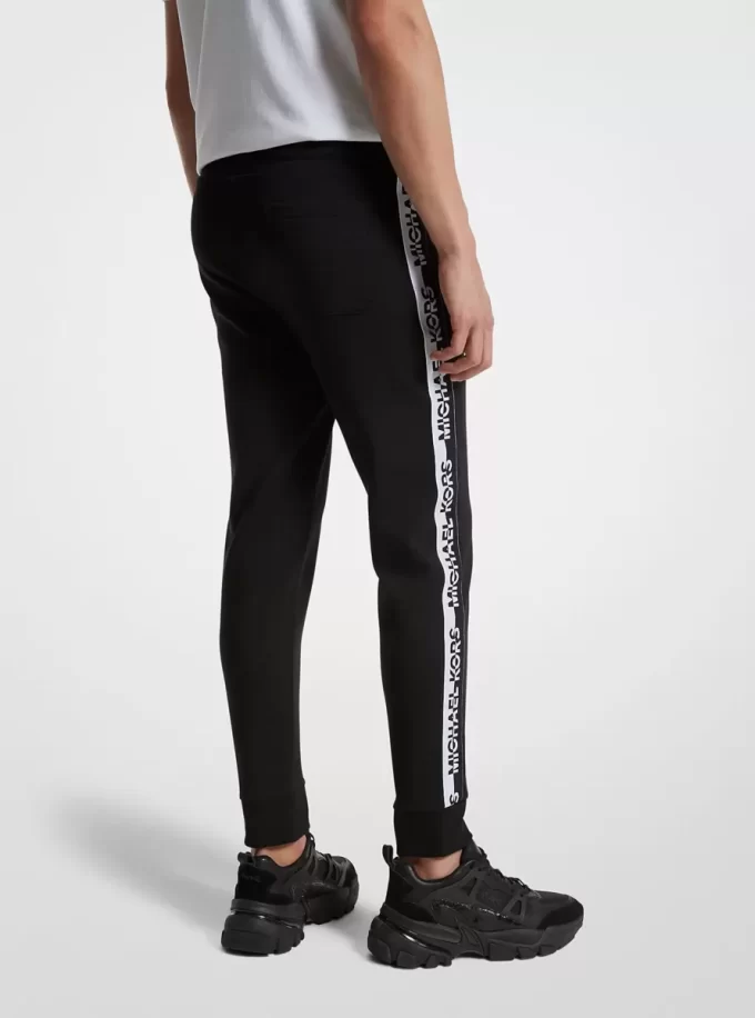 Pantalón deportivo de mezcla de algodón con cinta con el logo Pantalón deportivo de mezcla de algodón con cinta con el logo