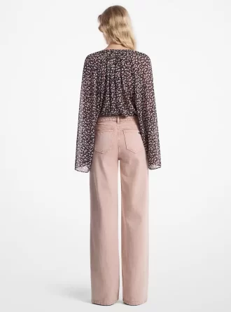 Pantalón vaquero de pierna ancha teñido en prenda