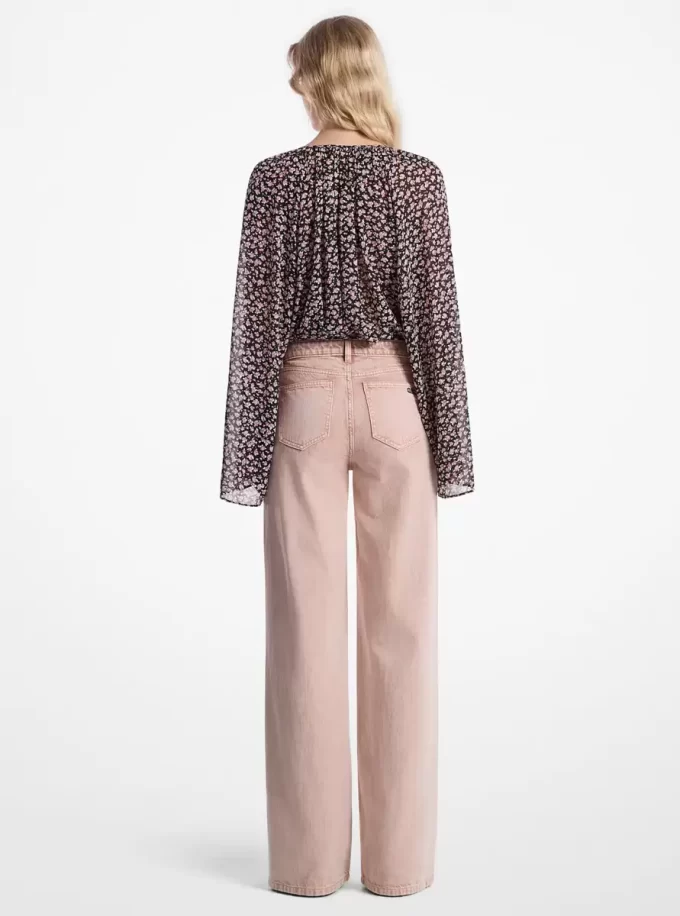 Pantalón vaquero de pierna ancha teñido en prenda