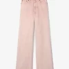 Pantalón vaquero de pierna ancha teñido en prenda
