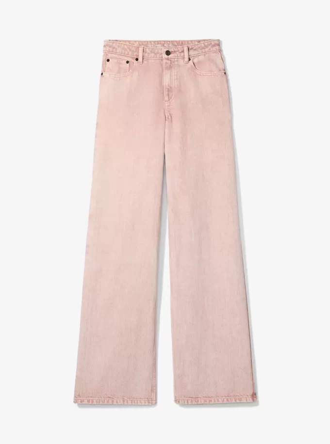 Pantalón vaquero de pierna ancha teñido en prenda