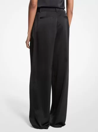 Pantalones anchos de satén drapeado