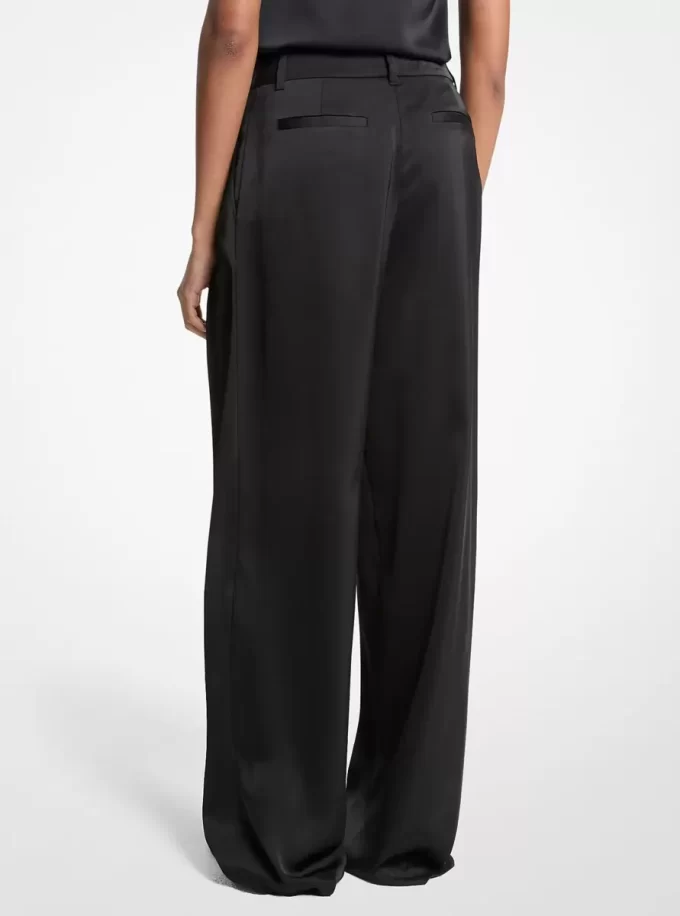 Pantalones anchos de satén drapeado