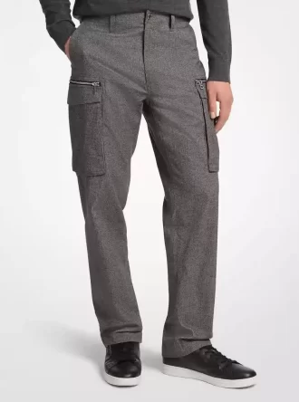 Pantalones cargo de algodón con cremallera y diseño de pata de gallo