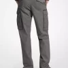 Pantalones cargo de algodón con cremallera y diseño de pata de gallo