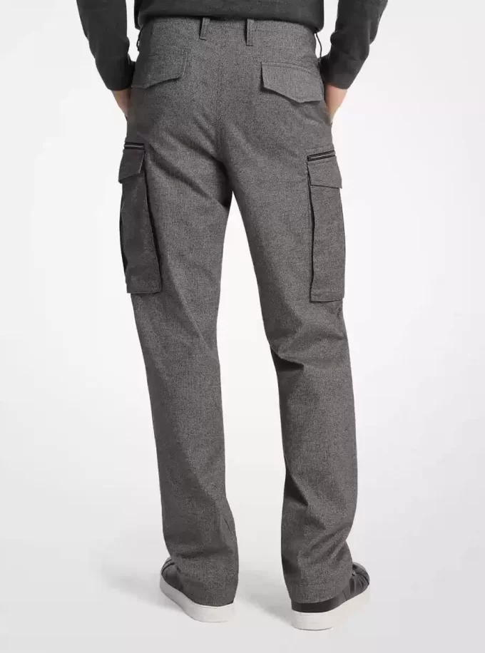 Pantalones cargo de algodón con cremallera y diseño de pata de gallo