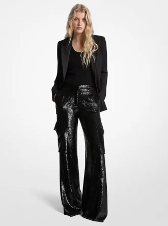 Pantalones cargo de georgette con lentejuelas