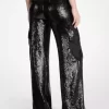 Pantalones cargo de georgette con lentejuelas Pantalones cargo de georgette con lentejuelas