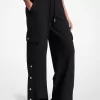 Pantalones cargo de pierna ancha de crepé elástico Pantalones cargo de pierna ancha de crepé elástico