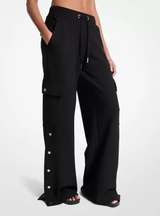 Pantalones cargo de pierna ancha de crepé elástico