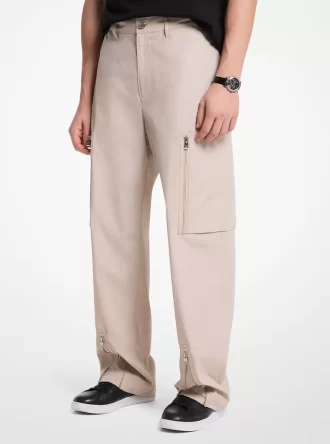 Pantalones cargo de popelina de algodón con cremallera