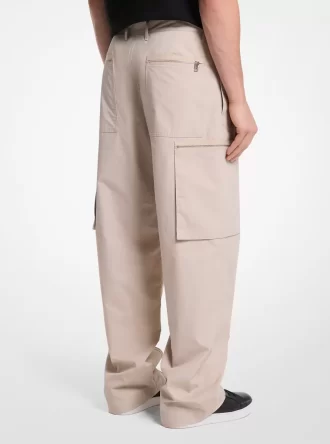Pantalones cargo de popelina de algodón con cremallera