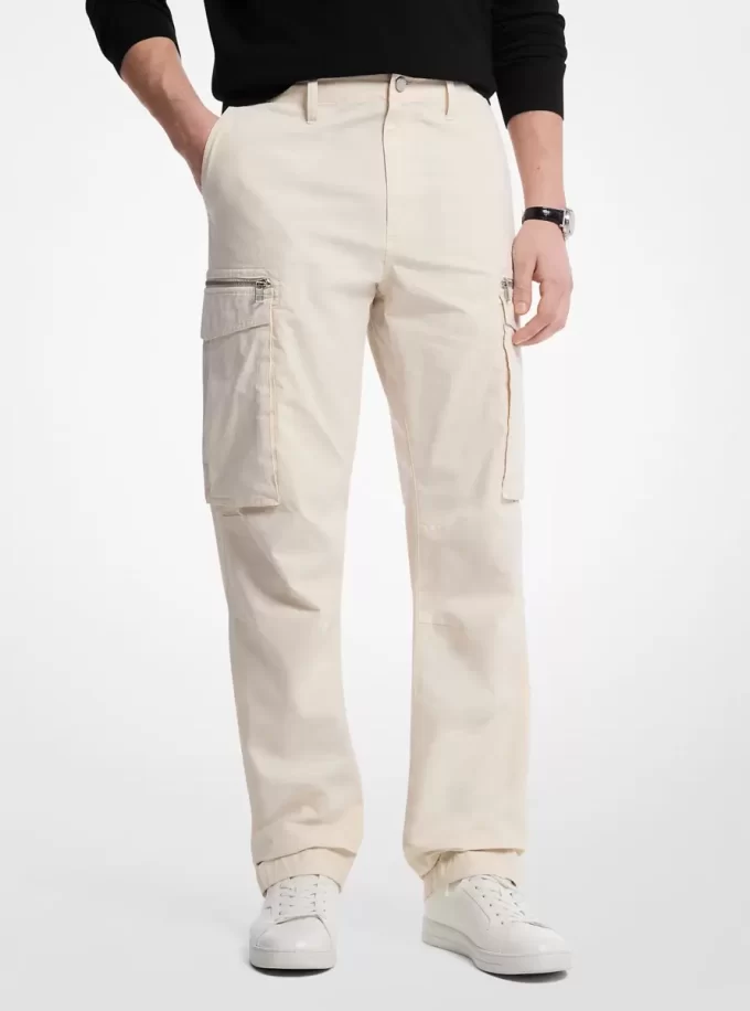 Pantalones cargo de popelina de algodón elástico Pantalones cargo de popelina de algodón elástico