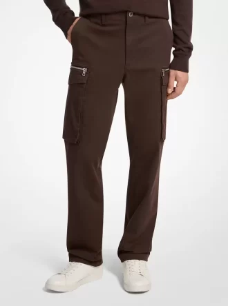 Pantalones cargo elásticos de algodón con cremallera