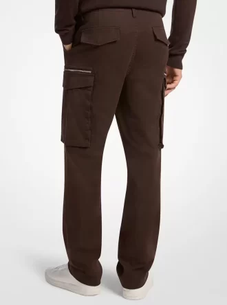 Pantalones cargo elásticos de algodón con cremallera