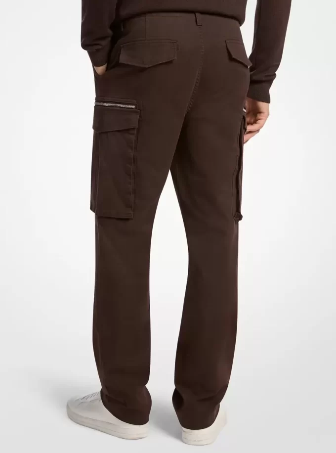 Pantalones cargo elásticos de algodón con cremallera Pantalones cargo elásticos de algodón con cremallera