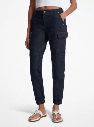 Pantalones cargo vaqueros elásticos lavados