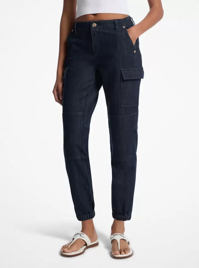 Pantalones cargo vaqueros elásticos lavados Pantalones cargo vaqueros elásticos lavados