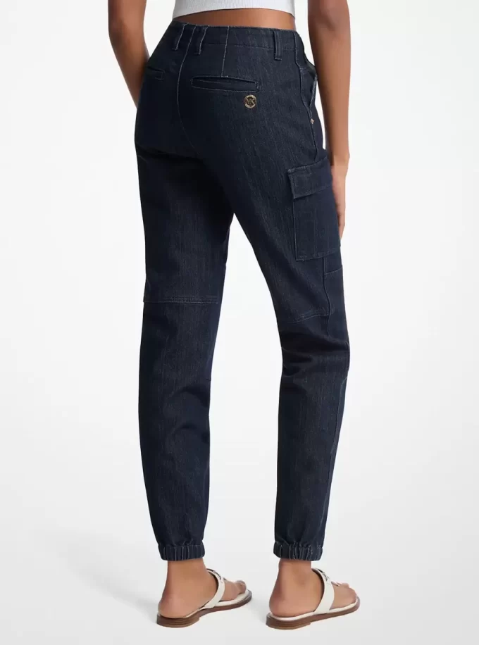 Pantalones cargo vaqueros elásticos lavados Pantalones cargo vaqueros elásticos lavados