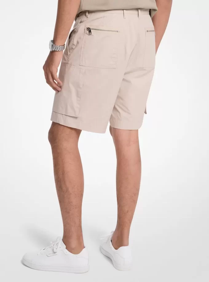 Pantalones cortos cargo con cremallera de popelina de algodón