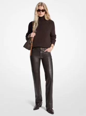 Pantalones de cuero de pierna recta