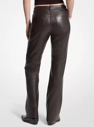 Pantalones de cuero de pierna recta