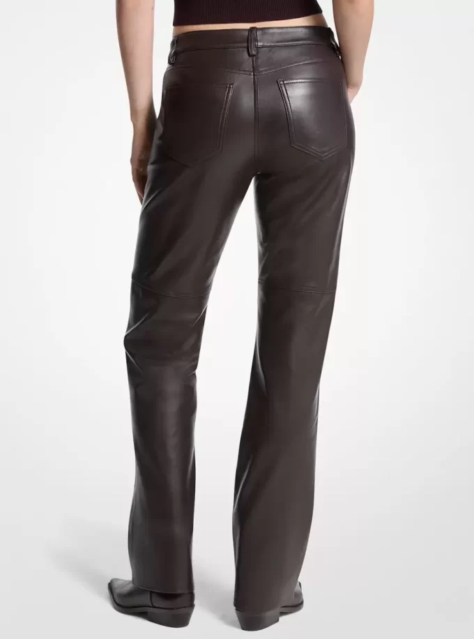 Pantalones de cuero de pierna recta