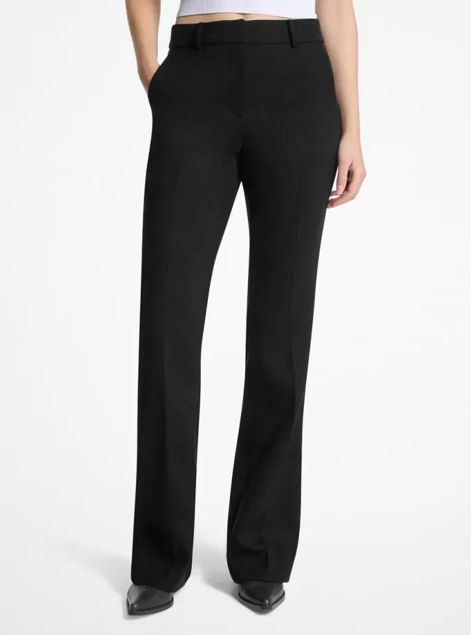Pantalones de mezcla de lana elástica con corte de bota Pantalones de mezcla de lana elástica con corte de bota