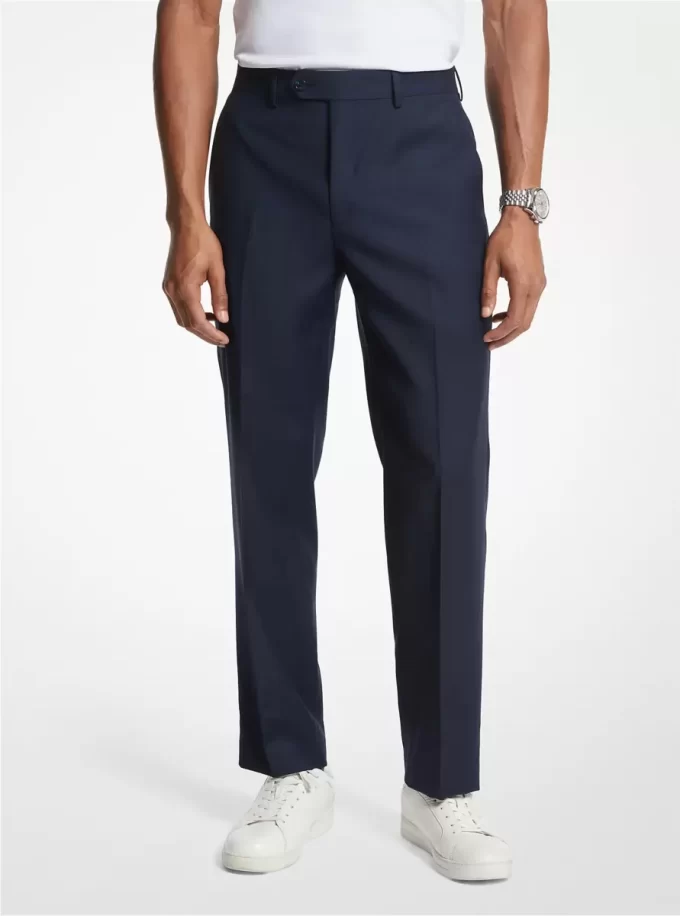 Pantalones de traje de mezcla de lana de corte moderno Pantalones de traje de mezcla de lana de corte moderno