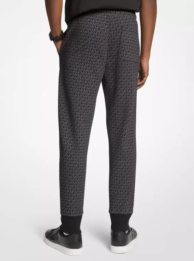 Pantalones deportivos de mezcla de algodón con estampado del logotipo de la firma Pantalones deportivos de mezcla de algodón con estampado del logotipo de la firma