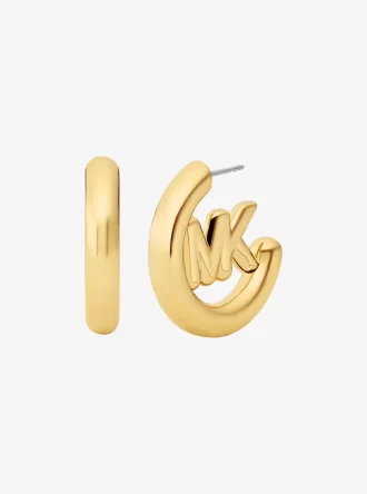 Pendientes de aro con dije de logo grande