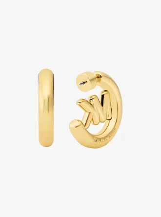 Pendientes de aro con dije de logo grande