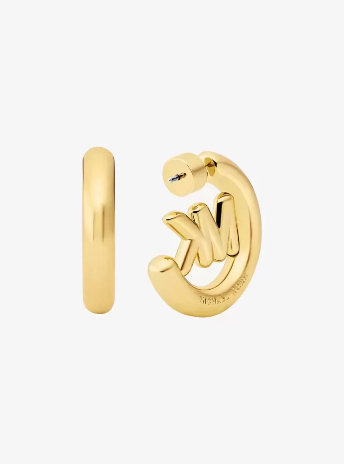 Pendientes de aro con dije de logo grande Pendientes de aro con dije de logo grande