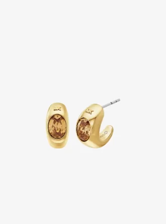 Pendientes de aro Huggie con circonita cúbica bañados en metal precioso