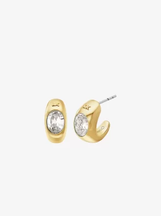 Pendientes de aro Huggie con circonita cúbica bañados en metal precioso